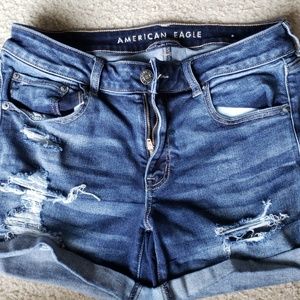 Dark Wash Jean Shorts w/Rips